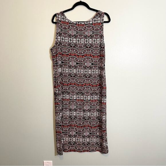 Love By Chesley Stretch Printed Scoop Neck Sleeveless Bodycon Dress Brown 2X - Picture 8 of 13